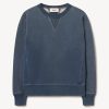 Indigo-Dipped Loopback Double V Crew Sweatshirt